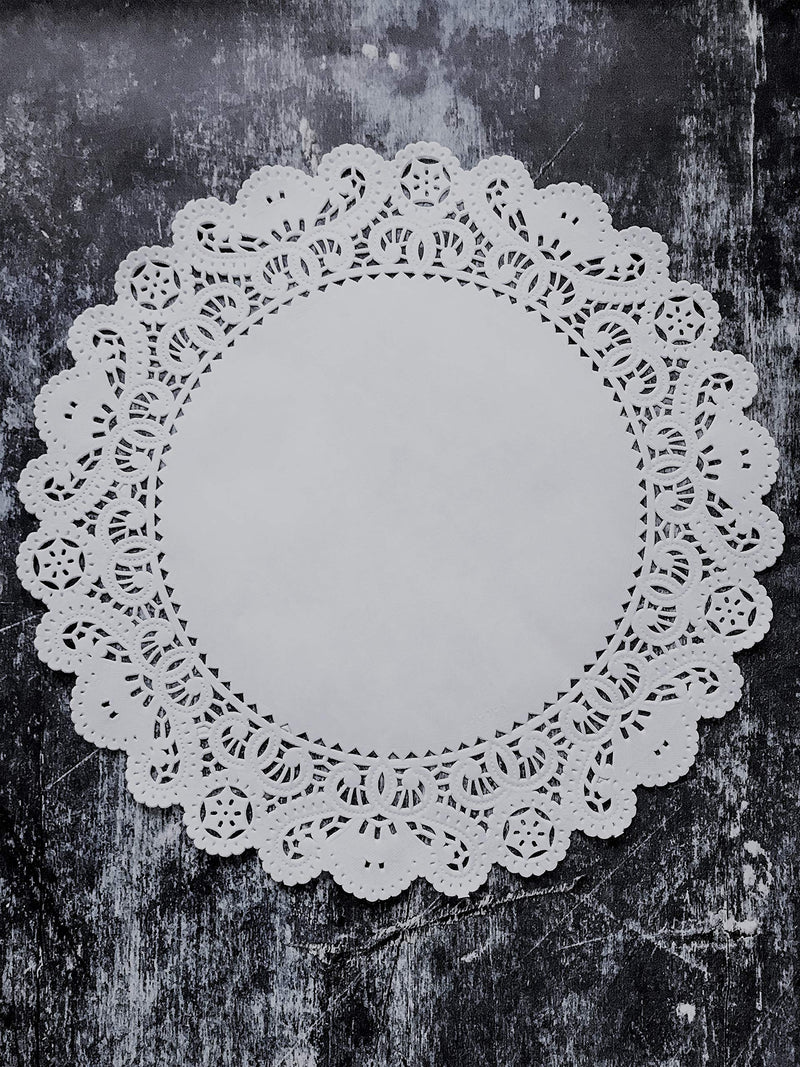 [Australia - AusPower] - Round Paper Lace Table Doilies – 12 inch White Decorative Tableware Disposable Placemats; Made in Canada (Pack of 100) 