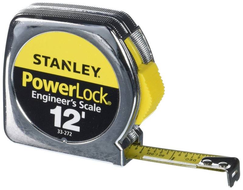 [Australia - AusPower] - STANLEY PowerLock Tape Measure, Heavy-Duty, Engineer’s Scale with Metal Case, 12-Foot (33-272) 