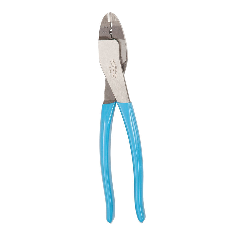 [Australia - AusPower] - Channellock 909 9.5-Inch Wire Crimping Tool | Electrician's Terminal Crimp Pliers with Cutter are Designed for Insulated and Non-Insulated Connections | Forged from High Carbon Steel | Laser Heat-Treated Edges Last Longer | Made in the USA 