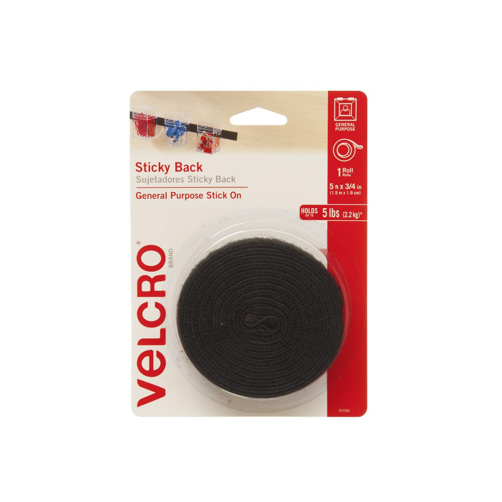 [Australia - AusPower] - VELCRO Brand 5 Ft x 3/4 In | Black Tape Roll with Adhesive | Cut Strips to Length | Sticky Back Hook and Loop Fasteners | Perfect for Home, Office or Classroom 