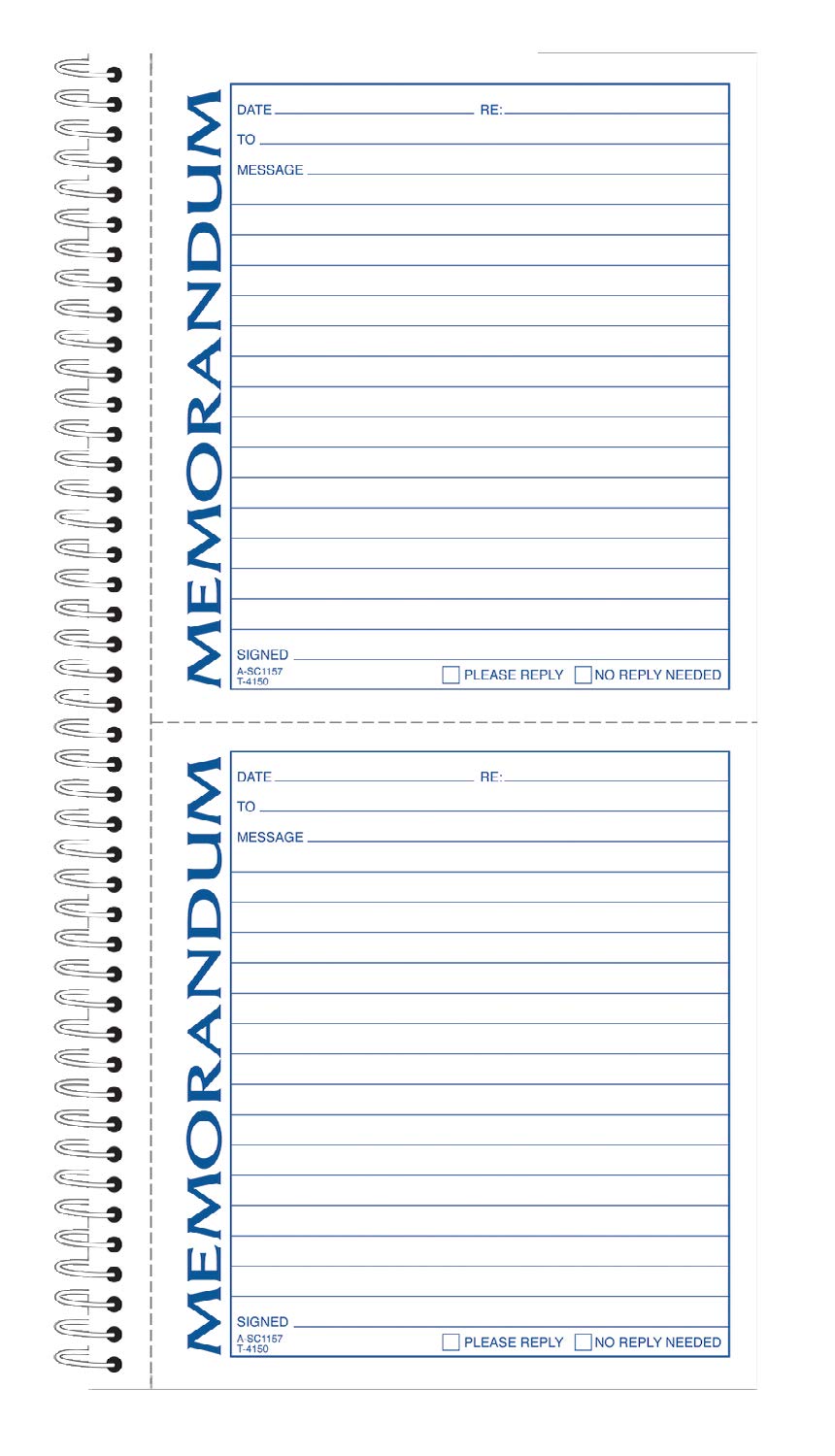 [Australia - AusPower] - Adams Spiral Memo Book, 5.5 x 11 Inch, 2-Part, Carbonless, 2 Memos per Page, 50 Pages, White and Canary (SC1157) 