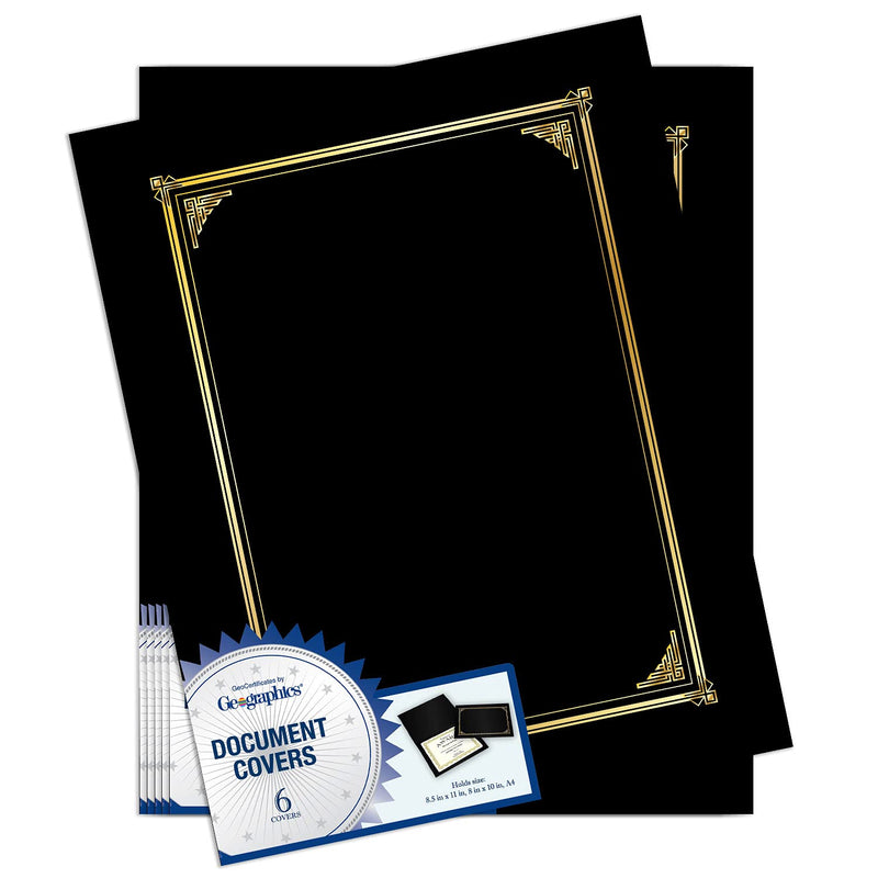 [Australia - AusPower] - Geographics Classic Linen Certificate/Document Covers, 12.5” x 9.75”, Black (6 Pack) Black (6 Pack) 
