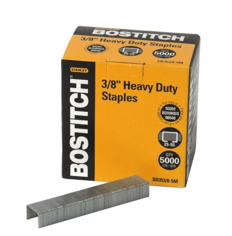 [Australia - AusPower] - Bostitch Heavy Duty Premium Staples, 25-55 Sheets, 0.375 Inch Leg, 5,000 Per Box (SB353/8-5M) 