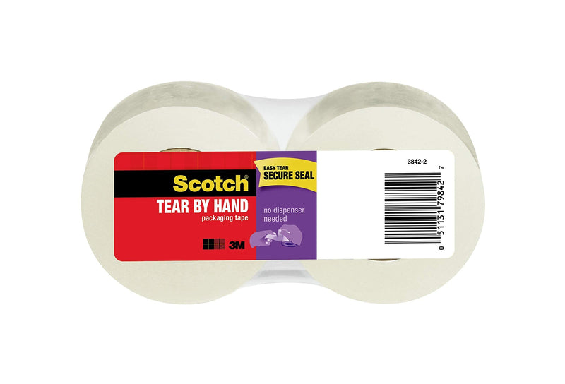 [Australia - AusPower] - Scotch Tear-by-Hand Tape, 1.88 Inches x 50 Yards, 2-Pack (3842-2), Clear 