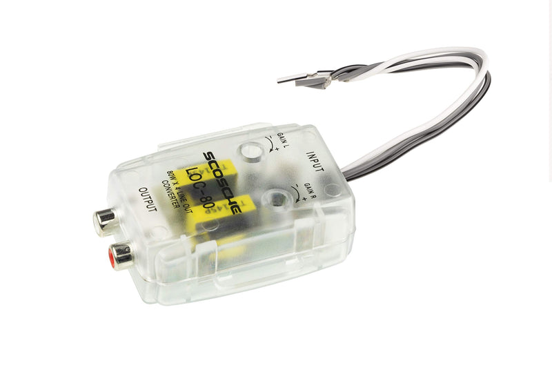 [Australia - AusPower] - Scosche LOC80 Line Output Converter Adjustable Amplifier Add On Module for Car Stereo, 2-Channel Speaker Wire to RCA Adapter 80W, Clear 
