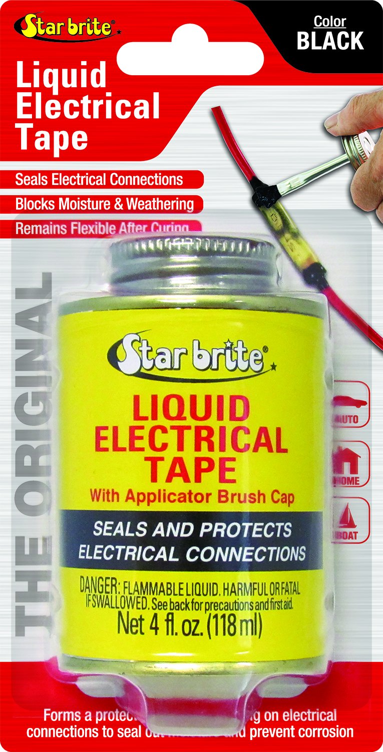 [Australia - AusPower] - Star brite Liquid Electrical Tape - 4 fl oz Can with Applicator Brush Cap - Protective, Airtight, Waterproof, Flexible, Dielectric Coating - Indoor & Outdoor Use Black 4 Oz 