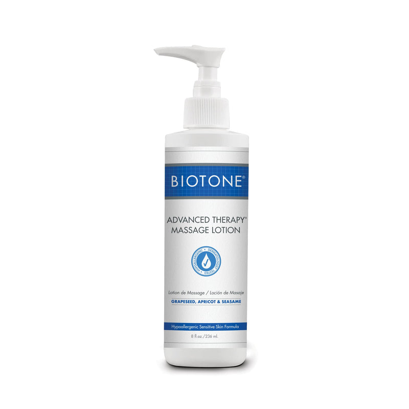 [Australia - AusPower] - BIOTONE Advanced Therapy Massage Lotion, Hypoallergenic and Fragrance-Free, More Glide and Workability, Absorbs for a Non-Greasy Finish 8 Fl Oz (Pack of 1) 