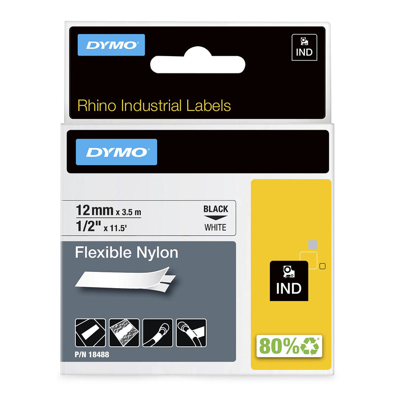 [Australia - AusPower] - DYMO Authentic Industrial Labels for LabelWriter and Industrial Label Makers, Black on White, 1/2", 1 Roll (18488), DYMO Authentic 1/2" 