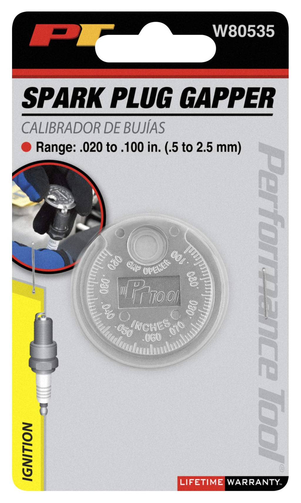 [Australia - AusPower] - Performance Tool W80535 Spark Plug Gap Tool Spark Plug Gap Gauge Measuring Tool Wire Spark Plug Gap Gauge Tool Scaled from 0.020 to 0.100 Inch & 0.5 to 2.5mm 