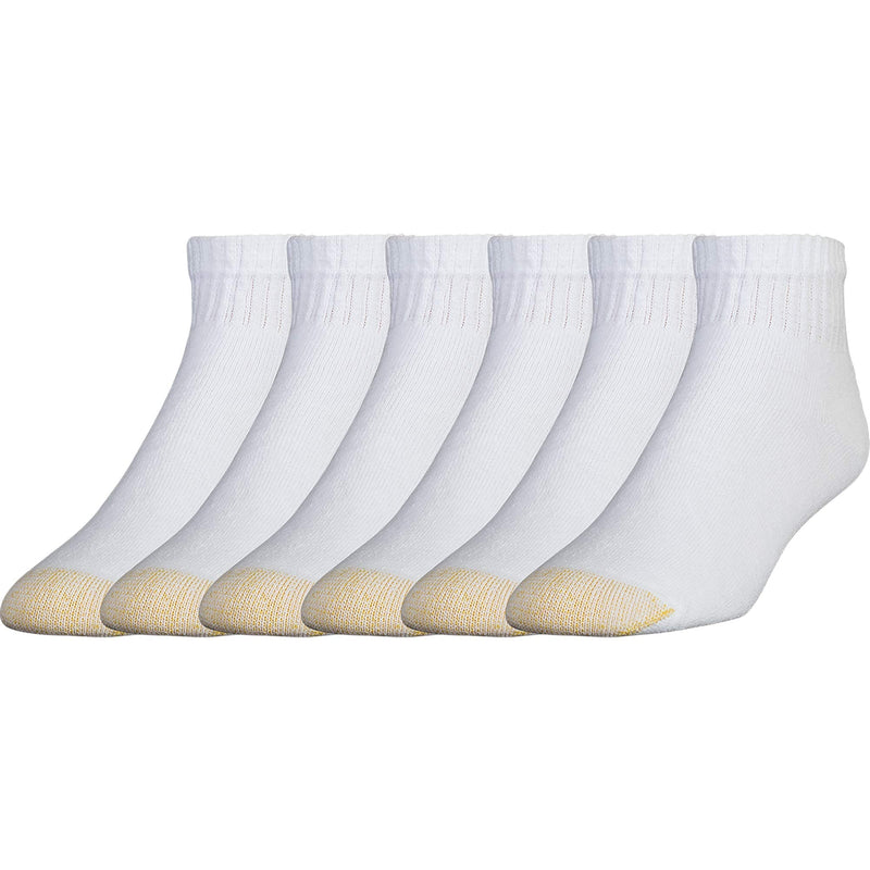 [Australia - AusPower] - Gold Toe Men's 656p Cotton Quarter Athletic Socks, Multipairs Large White (6-pairs) 