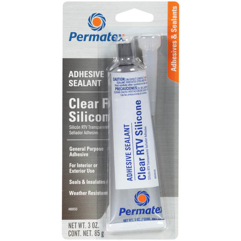 Permatex 80050 Clear RTV Silicone Adhesive Sealant, 3 oz Pack of 1 3 oz ...