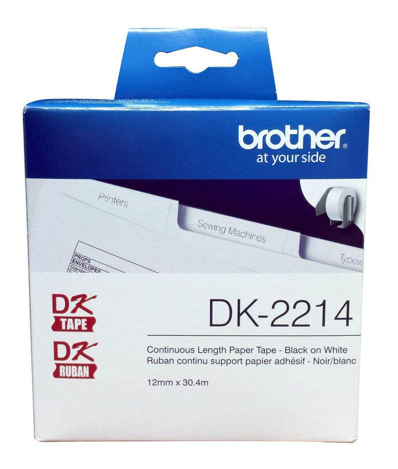 [Australia - AusPower] - Brother Genuine DK-2214 Continuous Length Black on White Paper Tape for Brother QL Label Printers, 0.47" x 100' (12mm x 30.4M), 1 Roll per Box, DK2214 