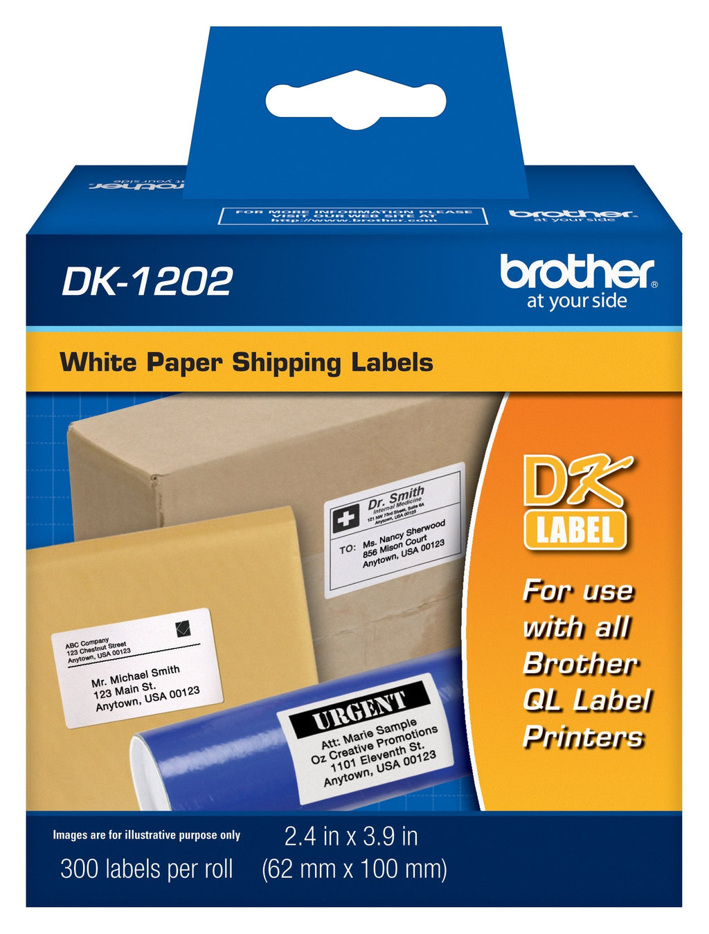 [Australia - AusPower] - Brother Genuine DK-1202 Die-Cut Shipping Paper Labels, Long Lasting Reliability, 300 Labels Per Roll, (1) Roll per Box 1 Roll 
