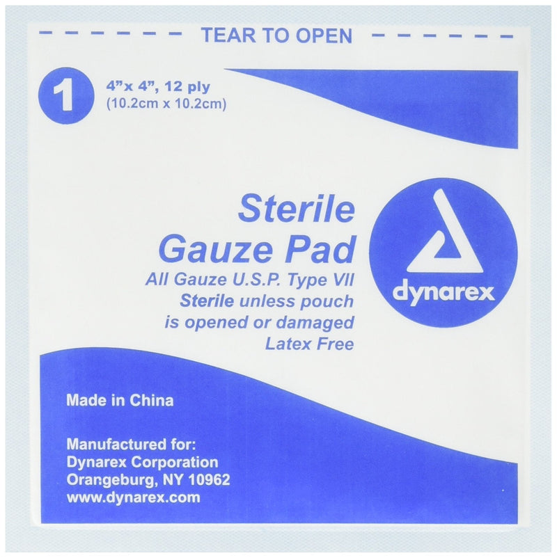 [Australia - AusPower] - Medique Gauze Pad, Sterile, 12 Ply Cotton, PK25, 62073, 4" x 4" 4" x 4" 