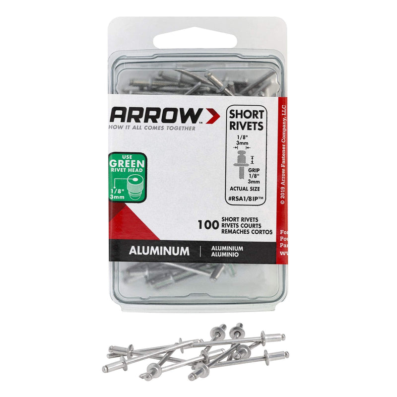 [Australia - AusPower] - Arrow RSA1/8IP Short Aluminum 1/8-Inch Rivets, 100-Pack 