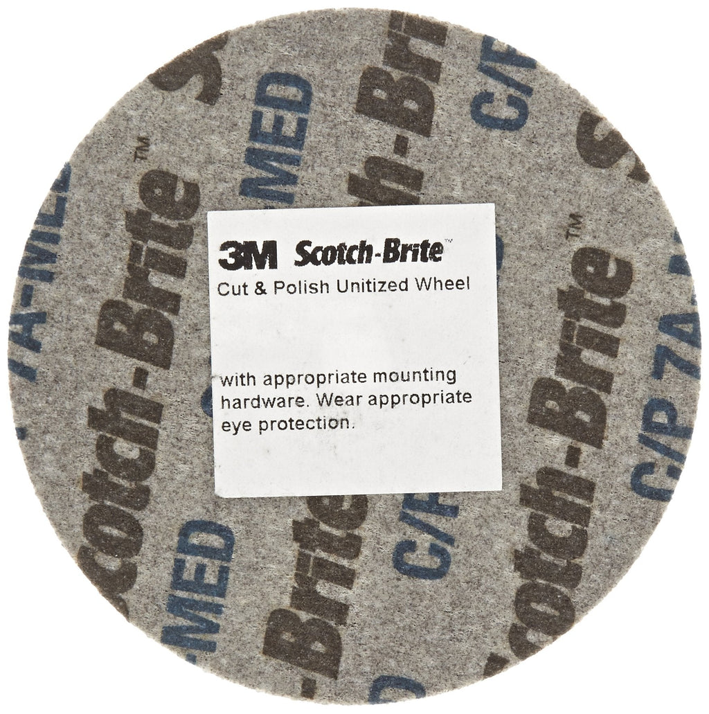 [Australia - AusPower] - Scotch-Brite Cut and Polish Unitized Wheel, Aluminum Oxide, 3" Diameter x 1/4" Width, 7A Medium Grit, 18100 rpm, 1/4" Arbor (Pack of 1) 