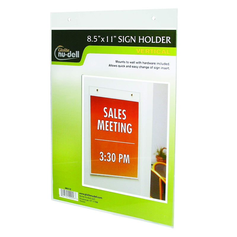 [Australia - AusPower] - Nu-Dell 8.5 x 11 Inches Vertical Wall Mount Sign Holder, Clear 