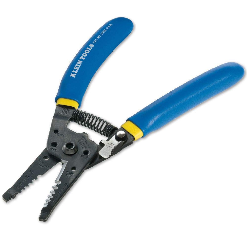 [Australia - AusPower] - Klein Tools 11055 Wire Cutter and Wire Stripper, Stranded Wire Cutter, Solid Wire Cutter, Cuts Copper Wire Blue/Yellow Handle 
