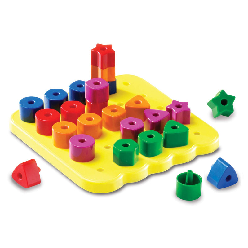 [Australia - AusPower] - Learning Resources Stacking Shapes Pegboard, Toddler Pegboard, Stacking Pegboard Set, Fine Motor Toy, 27 Piece Set, Ages 2+ 