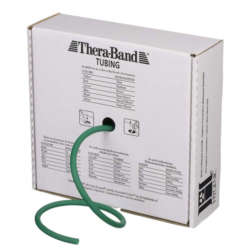 [Australia - AusPower] - TheraBand Resistance Tubes, Professional Latex Elastic Tubing, Upper & Lower Body, Core Exercise, Physical Therapy, Lower Pilates, at-Home Workouts, & Rehab, 25 Foot, Tan Green - Heavy 