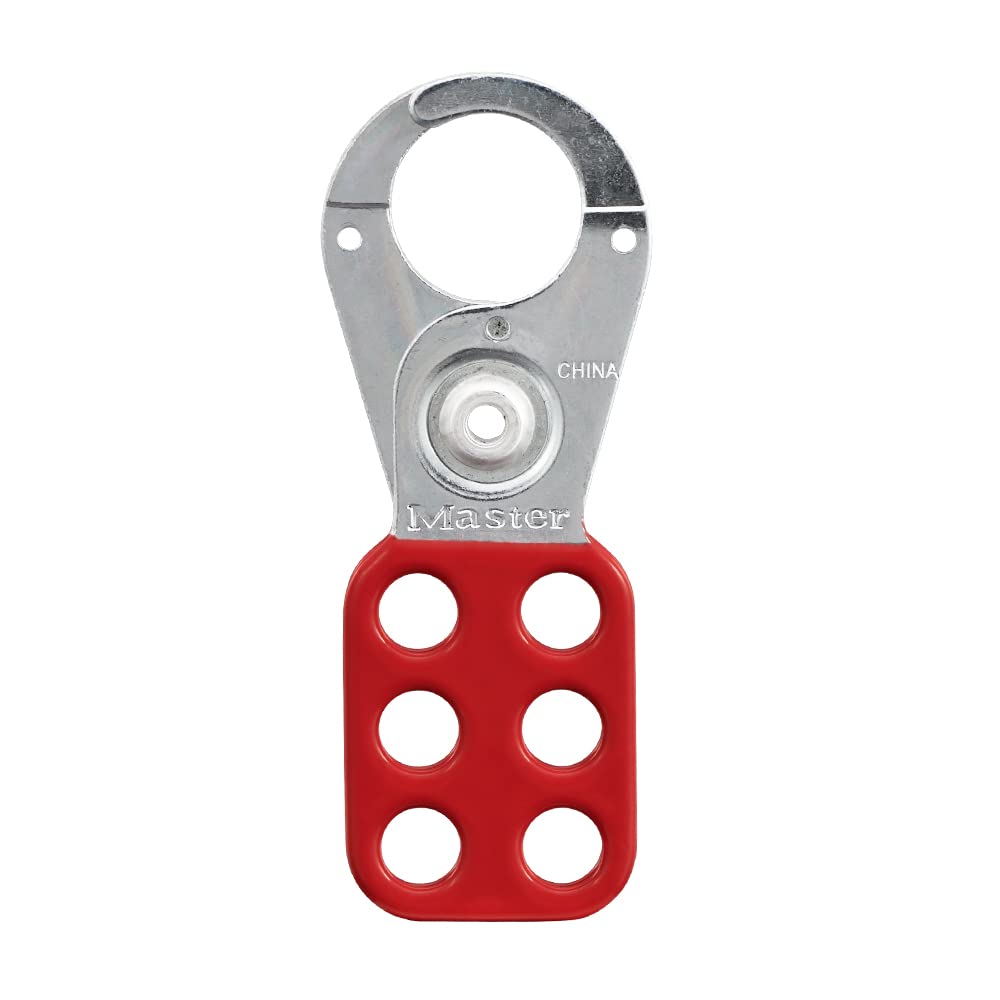 [Australia - AusPower] - Master Lock 420 Lockout Tagout Hasp with Vinyl-Coated Handle, Red 1" Inside Jaw Diameter 