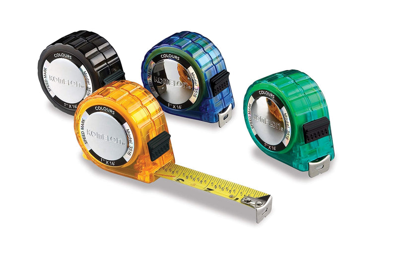 [Australia - AusPower] - Komelon 3516 Colours Tape Measure with Acrylic Coated Steel Blade 16-Feet by 1-Inch, Assorted Colors 