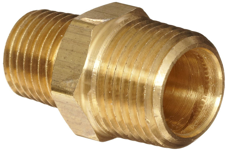 [Australia - AusPower] - Anderson Metals 56123-0804 Brass Pipe Fitting, Reducing Hex Nipple, 1/2" Male Pipe x 1/4" Male Pipe 1/2" x 1/4" 