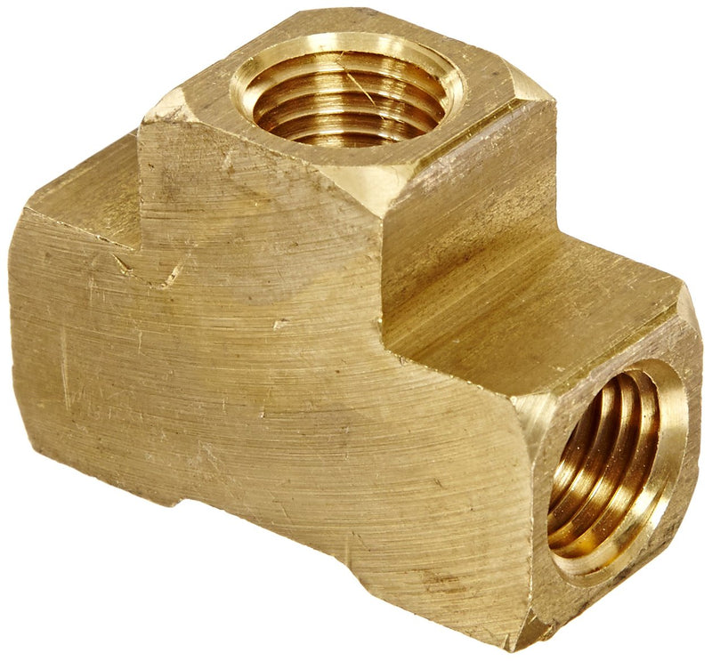 [Australia - AusPower] - Anderson Metals 56101-04 Brass Pipe Fitting, Barstock Tee, 1/4" x 1/4" x 1/4" NPT Female Pipe 0.25 Inch 