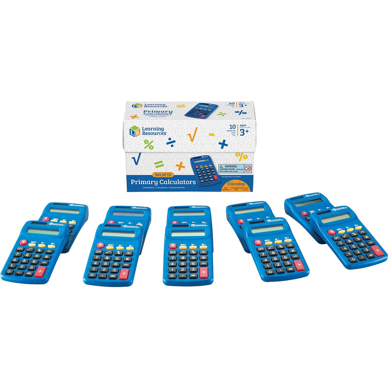 [Australia - AusPower] - Learning Resources Primary Calculator - 10 Pieces, Ages 3+ Basic Solar Powered Calculators, Teacher Set of 10 Calculators, School Supplies 