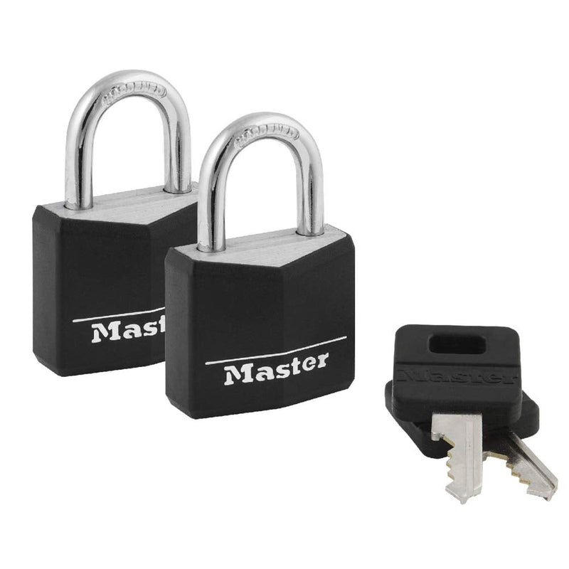 [Australia - AusPower] - Master Lock 131T Covered Aluminum Keyed Alike Padlocks, Two Pack, Black, 2 Count 