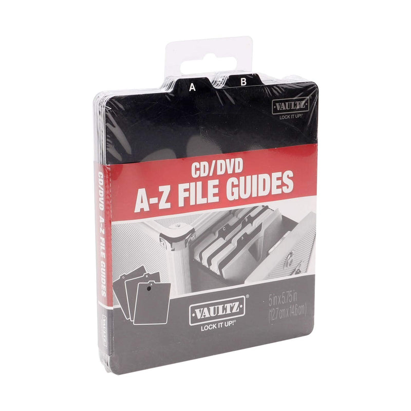 [Australia - AusPower] - Vaultz A to Z CD and DVD Storage File Guides, 26 Guides per Box, Black (VZ01176) CD and DVD Guides 