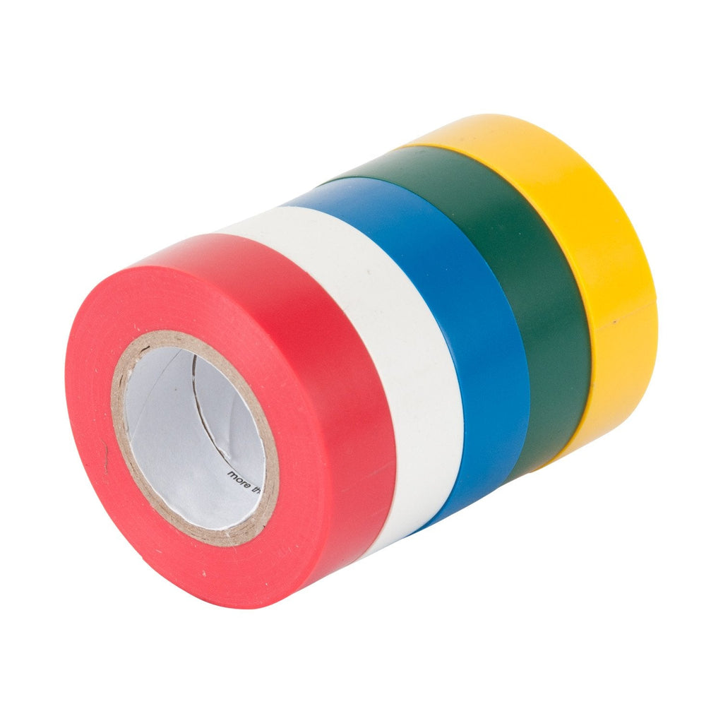 [Australia - AusPower] - Gardner Bender GTPC-550 Electrical Tape, ½ in x 20 ft., Durable, Easy-Wrap, Flame Retardant, 5 Pk, Red, White, Blue, Green, Yellow 