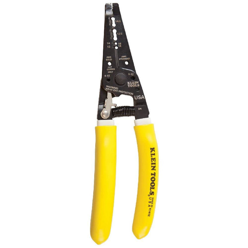 [Australia - AusPower] - Klein Tools K1412 Wire Cutter / Wire Stripper, Dual NM Cable Stripper / Cutter Cuts Solid Copper Wire, Strips 12 and 14 AWG Solid Wire NM-B Cable 