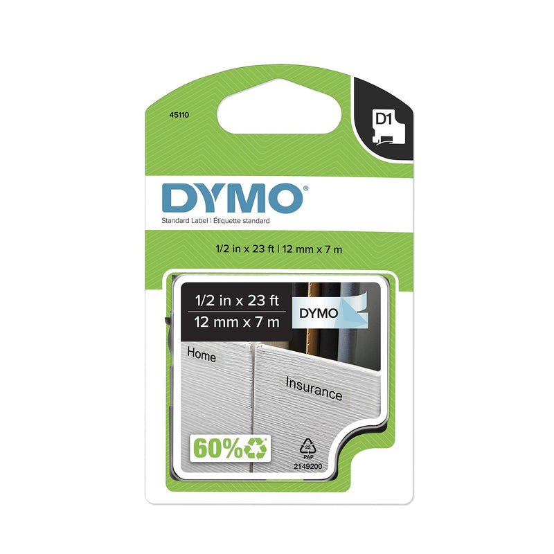 [Australia - AusPower] - DYMO All-Purpose Labels for DYMO XTL Label Makers, Black on White, 1/4", 1 Roll (1868751) 1/2" D1 Black on Clear 