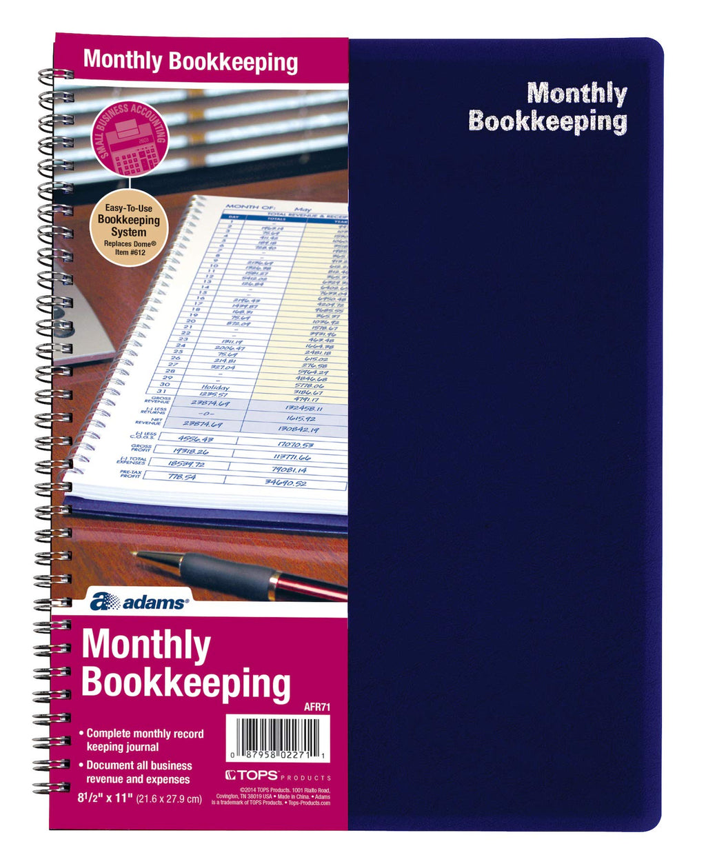 [Australia - AusPower] - Adams Bookkeeping Record Book, Monthly Format, White (AFR71), 8.5 x 11 inches 