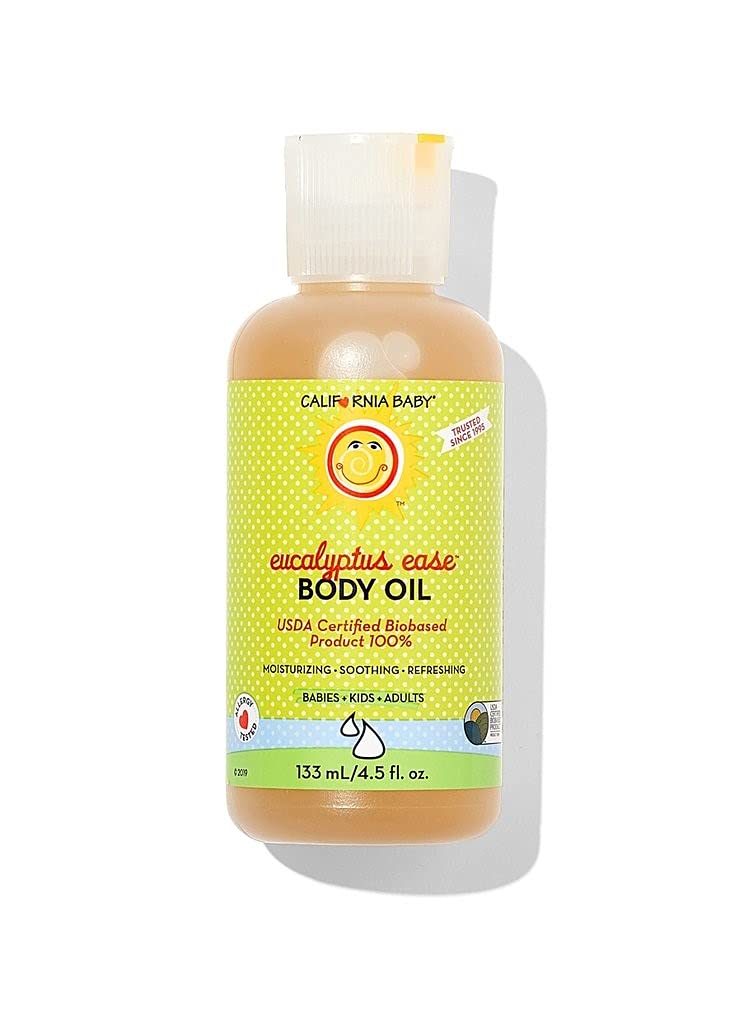 [Australia - AusPower] - California Baby Eucalyptus Ease Massage Oil - Plant Based-Excludes Water, Cold Pressed Vegan Oils for Arms, Legs, Back, and Body, Gentle on Sensitive Skin, 4.5oz 