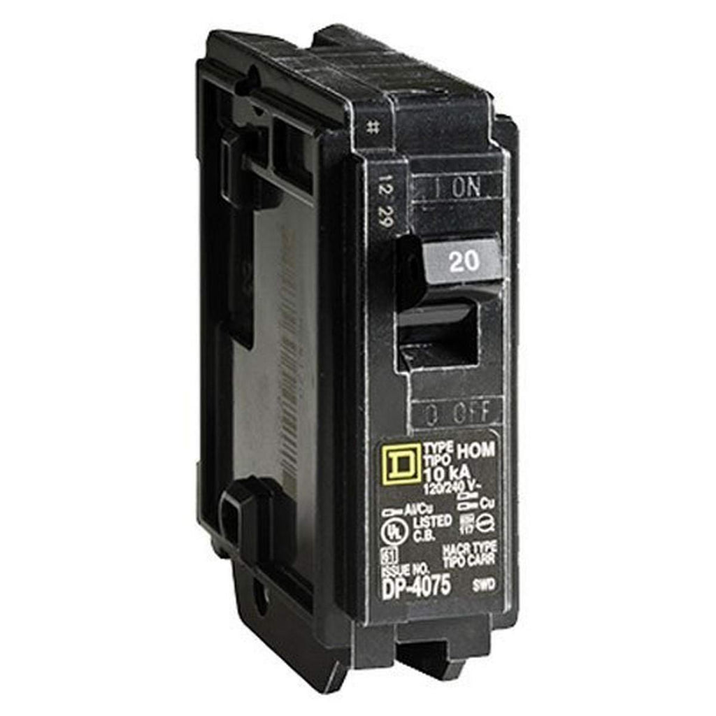 [Australia - AusPower] - Square D - HOM120CP Homeline Circuit Breaker, 20-Amp, 120V, 1-Pole, Plug-In Mount 