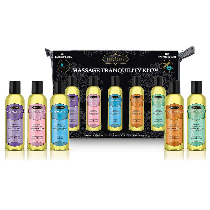 [Australia - AusPower] - Kama Sutra Massage Tranquility Kit Five Travel-Sized Massage Oils in Zippered Case 1 