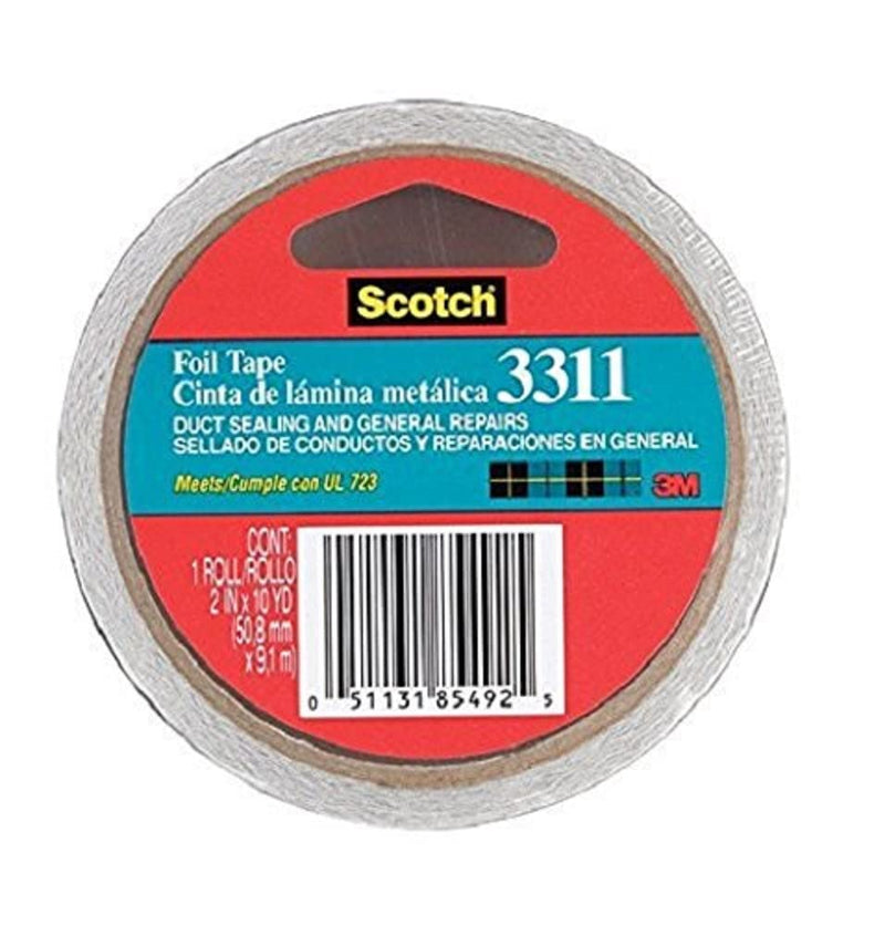 [Australia - AusPower] - Scotch Aluminum Foil Tape 3311 Silver, 2 in x 10 yd 3.6 mil (Pack of 1) 