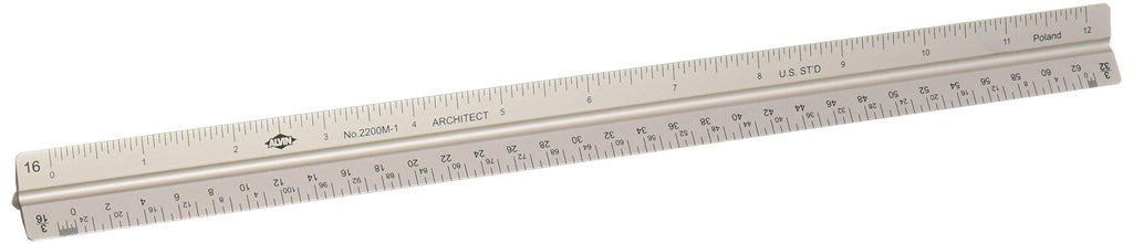 [Australia - AusPower] - ALVIN 2200M-1 Aluminum Architect Triangular Scale, Ruler for Drafting and Drawing, Great for Students and Professionals - 12 Inches 