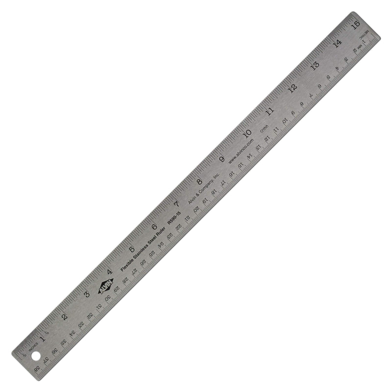 [Australia - AusPower] - ALVIN R590-15 Stainless Steel Ruler, Drawing and Design Tool for Students and Professionals, Great for Drafting, Architecture, Engineering, and Art Stainless Steel Ruler, Metal, 15 Inches 15" 