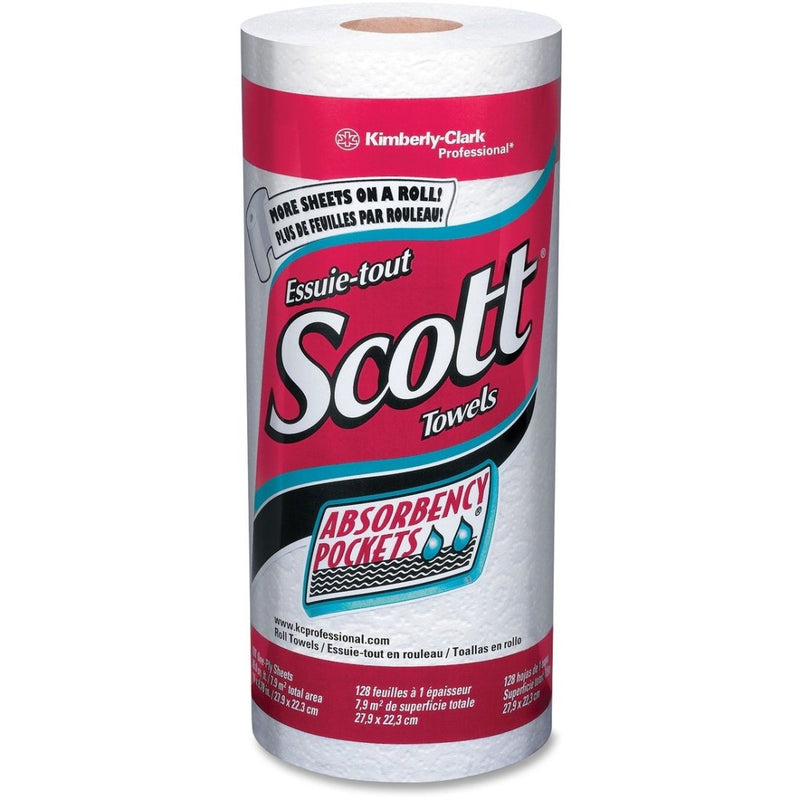 [Australia - AusPower] - SCOTT Perforated Kitchen Towel Rolls, 8 7/8 x 11, White, 128/Roll 