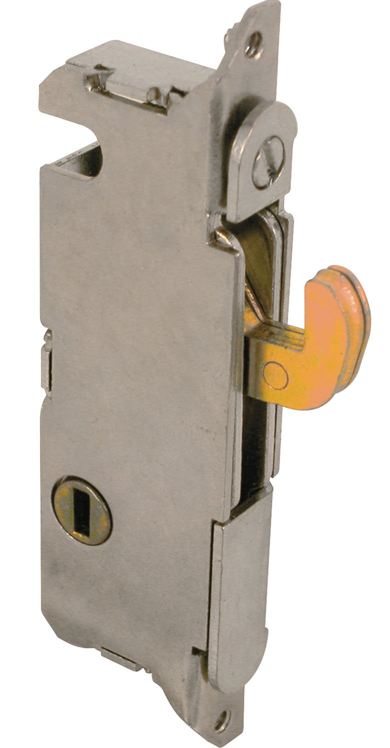 [Australia - AusPower] - Prime-Line E 2013 Mortise Lock - Adjustable, Spring-Loaded Hook Latch Projection for Sliding Patio Doors Constructed of Wood, Aluminum and Vinyl, 3-11/16”, Vertical Keyway, Round Face 