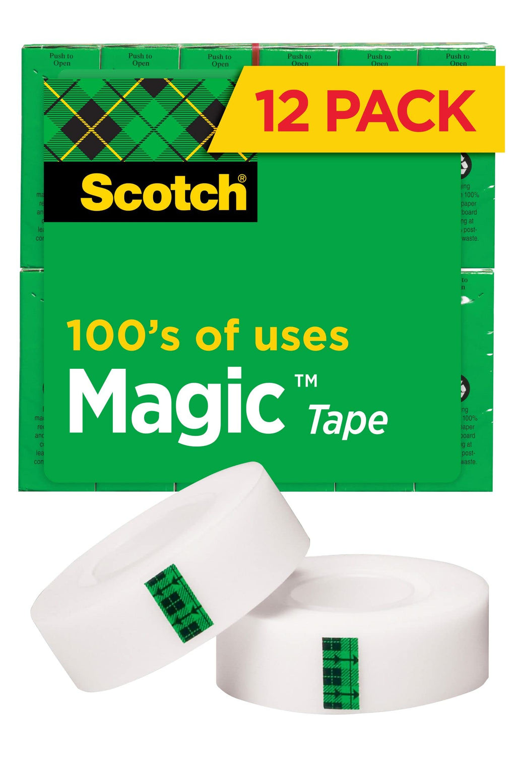 [Australia - AusPower] - Scotch Magic Tape, 12 Rolls, Numerous Applications, Invisible, Engineered for Repairing, 3/4 x 1000 Inches, Boxed (810K12) 