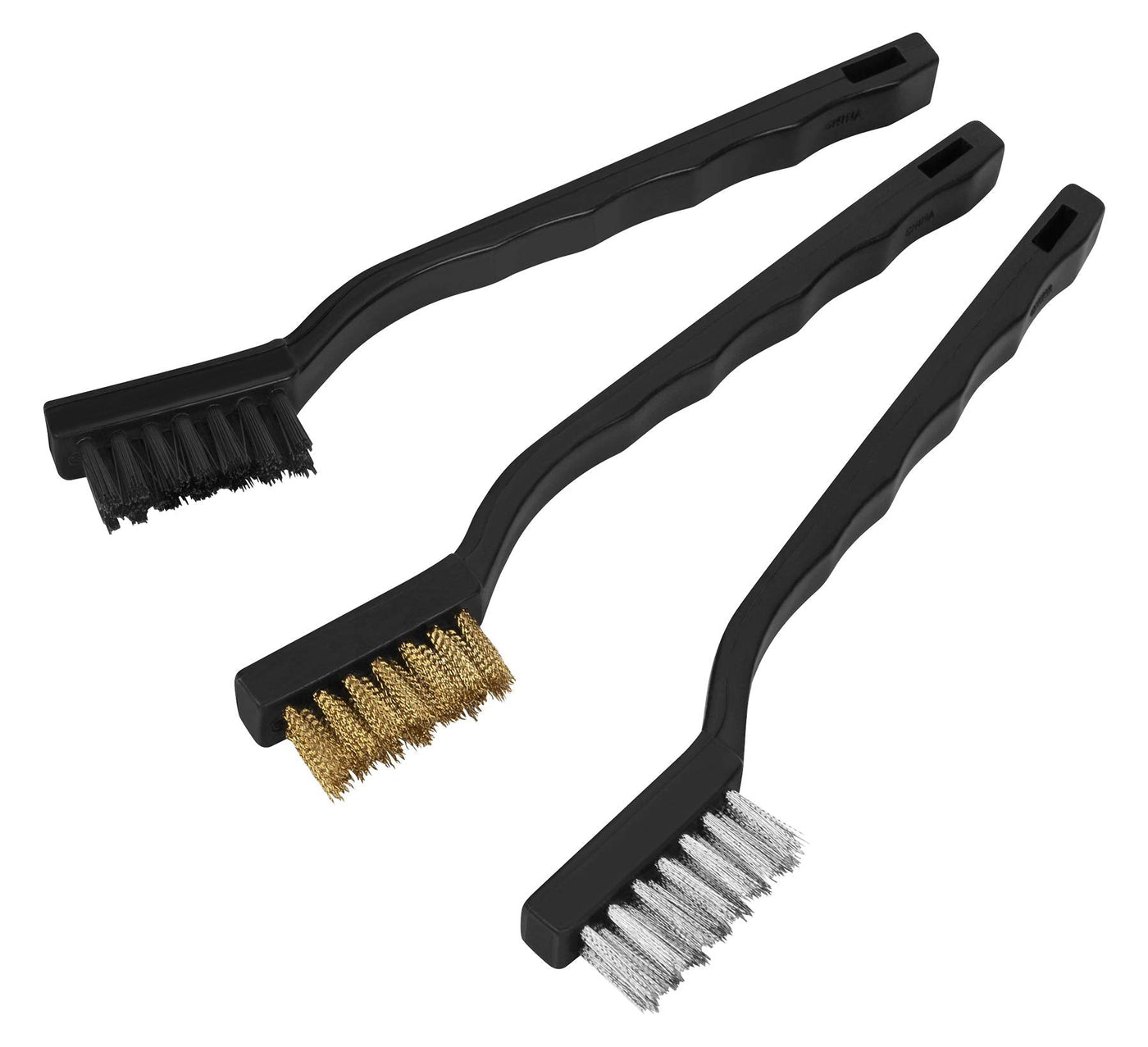 Patelai 6 Pieces Wire Brush Set Nylon Brass Stainless Steel Brushes for  Cleaning with Curved Handle