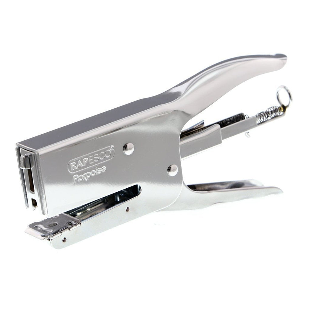 [Australia - AusPower] - "Rapesco Porpoise Packaging Plier Stapler, Uses 26 and 24 Type 1/4""- 5/16"" Staples, Metal (R81000A3)", chrome 