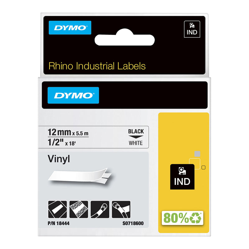 [Australia - AusPower] - DYMO Rhino Label, White 1/2"X18', DYMO Authentic Black on White 