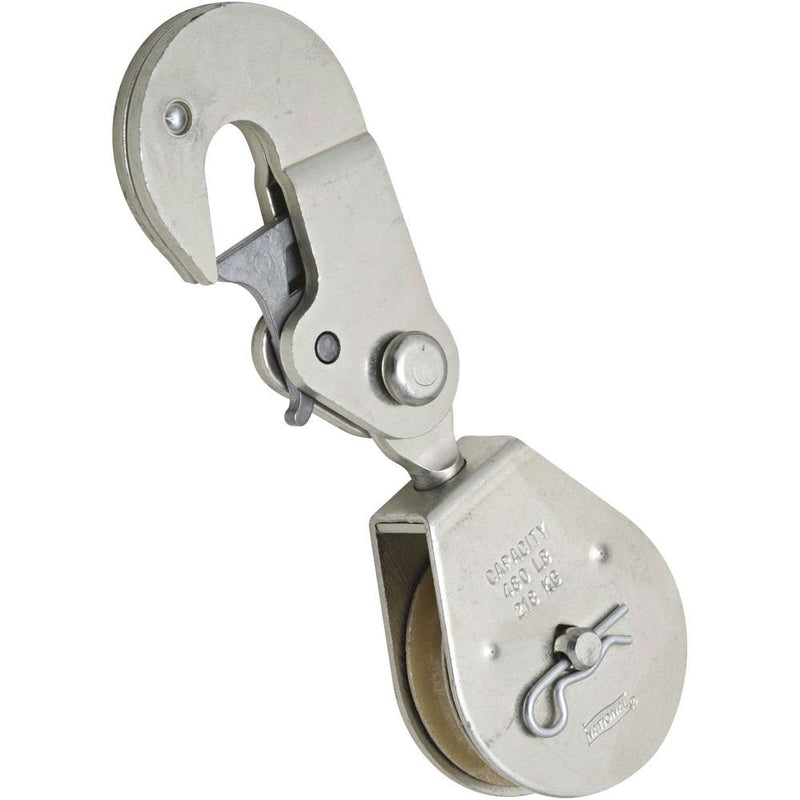 [Australia - AusPower] - National Hardware N233-270 3223BC Latching Swivel Hook Single Pulley in Zinc plated 