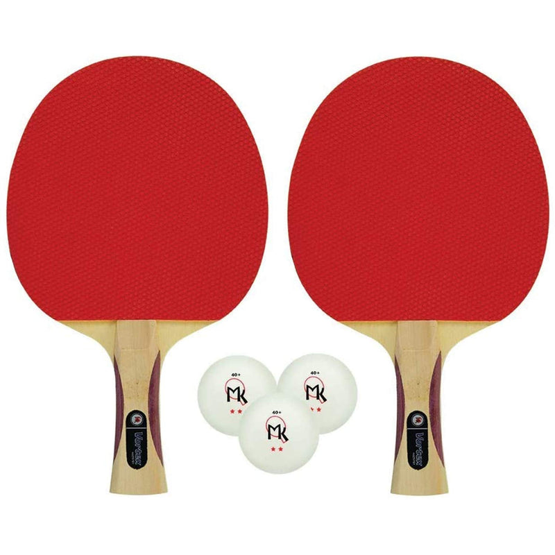 [Australia - AusPower] - Martin Kilpatrick Vortex Ping Pong Paddle Set – Pips-Out Rubber Surface with Sponge Layer – Flared Handle – Free Balls Included – Recommended for Beginning Level Players 2-Player Set 