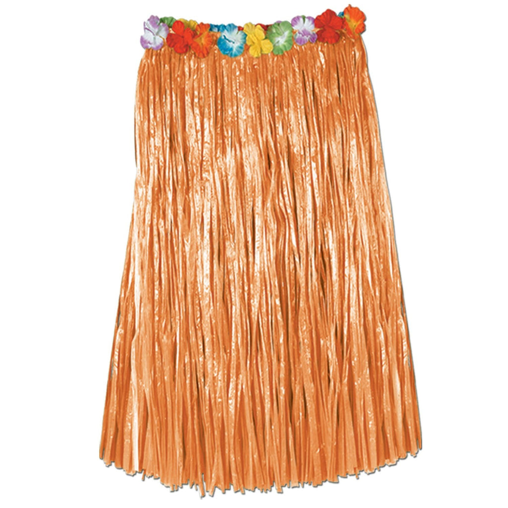 [Australia - AusPower] - Adult Artificial Grass Hula Skirt w/Floral Waistband (natural) Party Accessory  (1 count) (1/Pkg) 32" Natural 